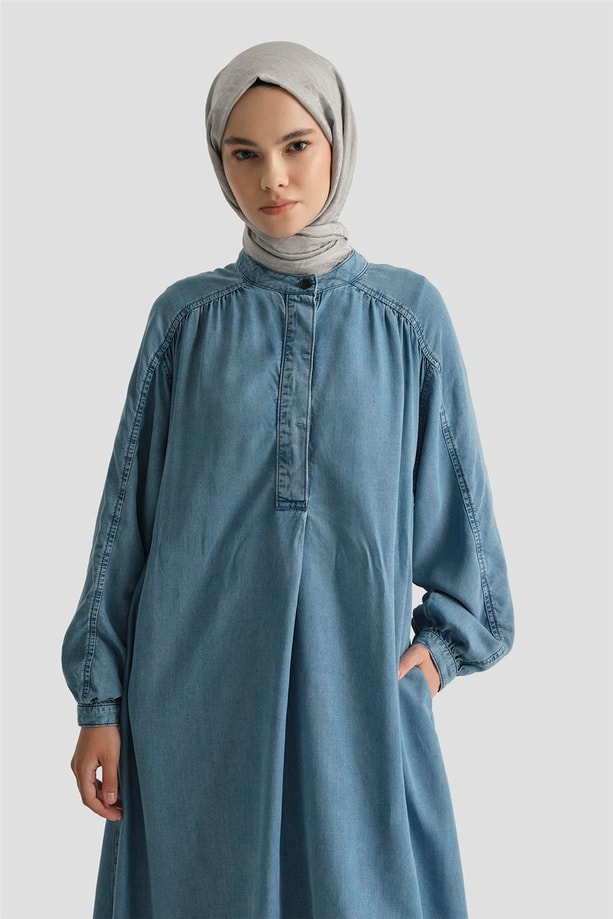 Armine Oversize Tencel Elbise 25YD9142 İndigo