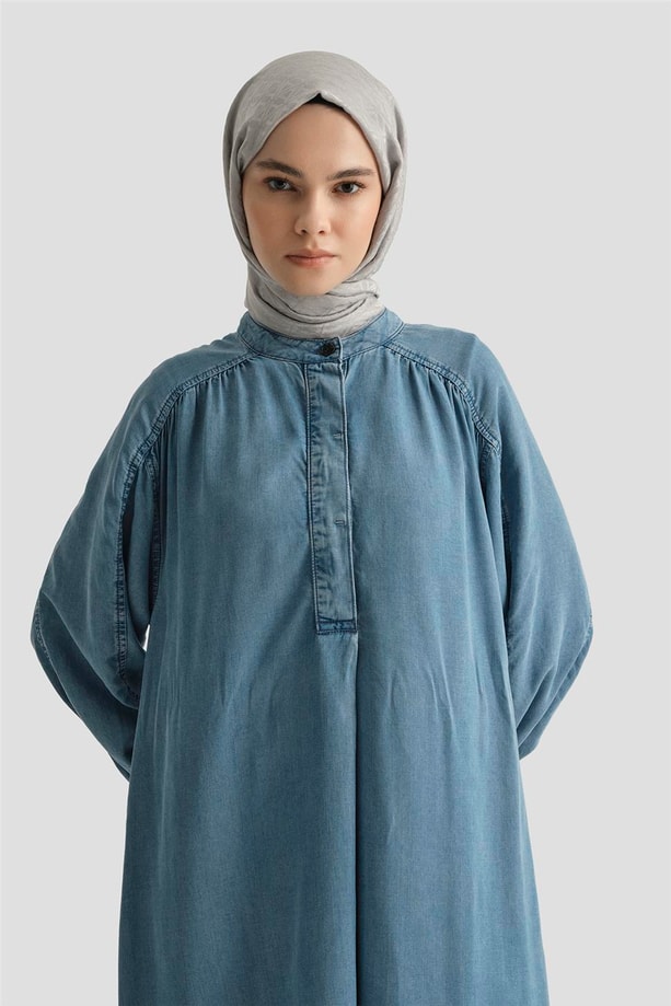 Armine Oversize Tencel Elbise 25YD9142 İndigo