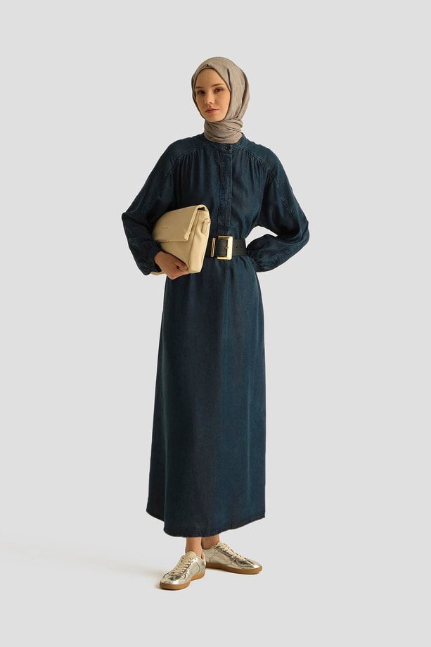 Armine Elbise 25YD9142 Koyu Lacivert