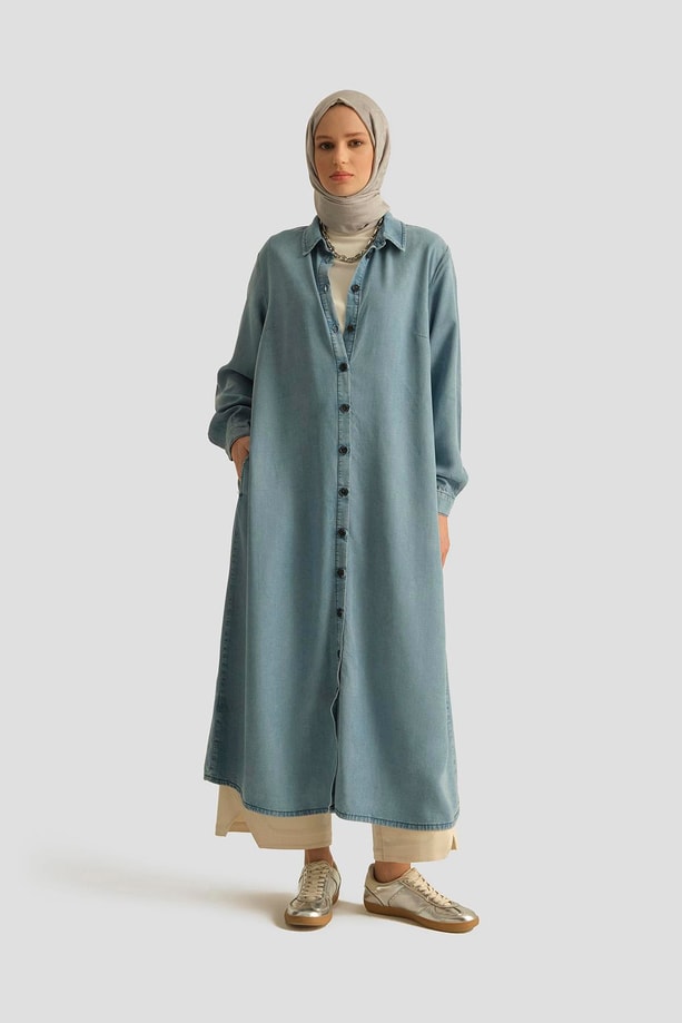 Armine Tencel Tunik Elbise 25YD9143 İndigo