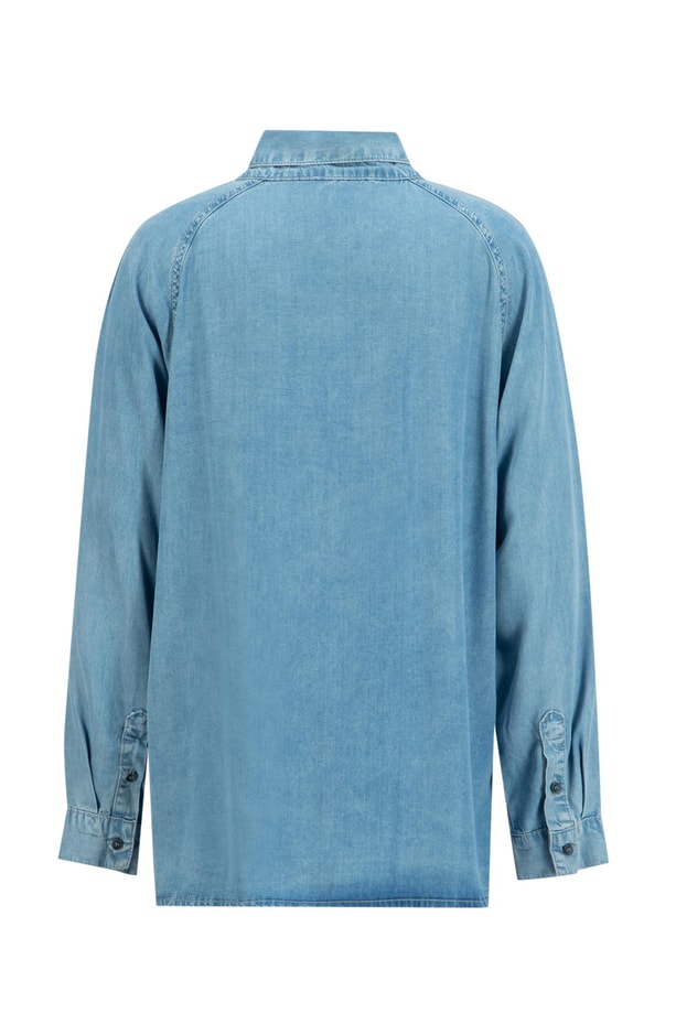 Armine Fular Detaylı Tencel Gömlek  25YD9144 İndigo