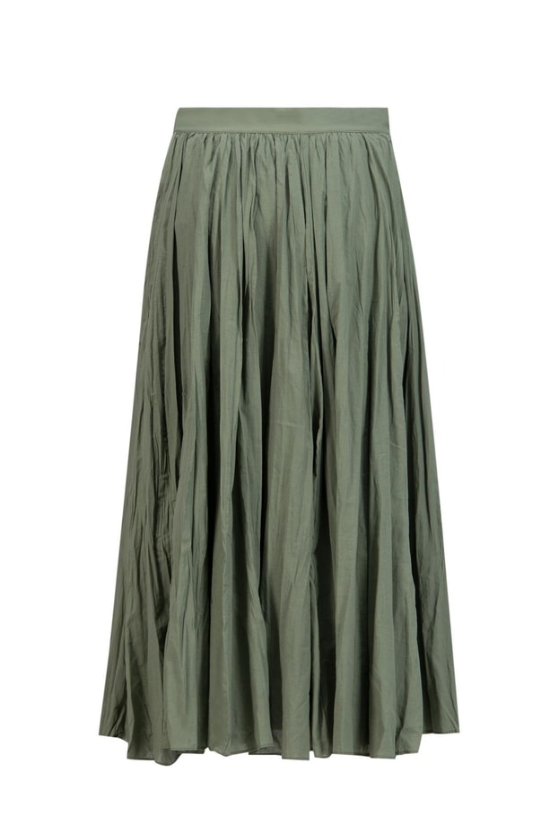 Armine Kırışık Vual Etek 25YD9180 Yağ Yeşili