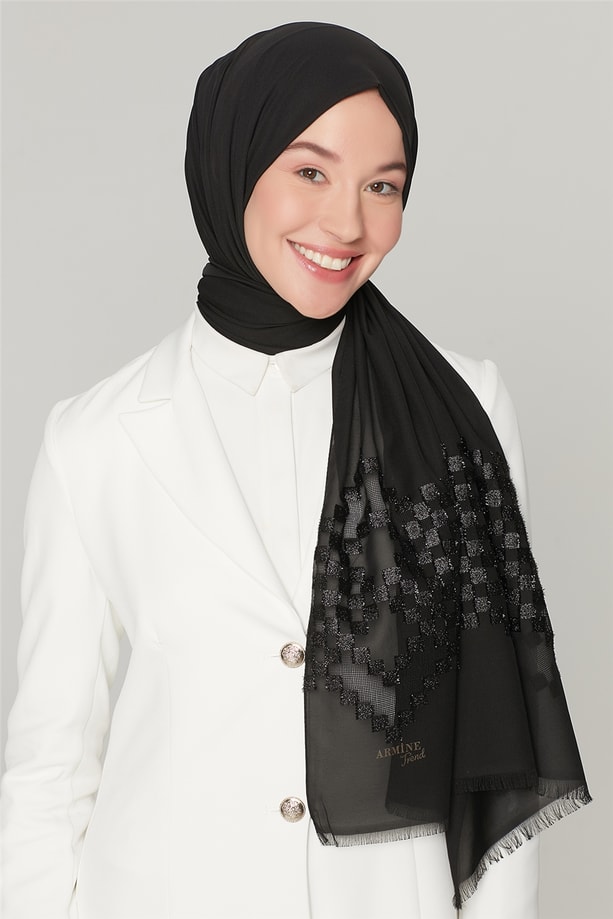 Armine Trend Şifon Şal 00Oa0444 Siyah