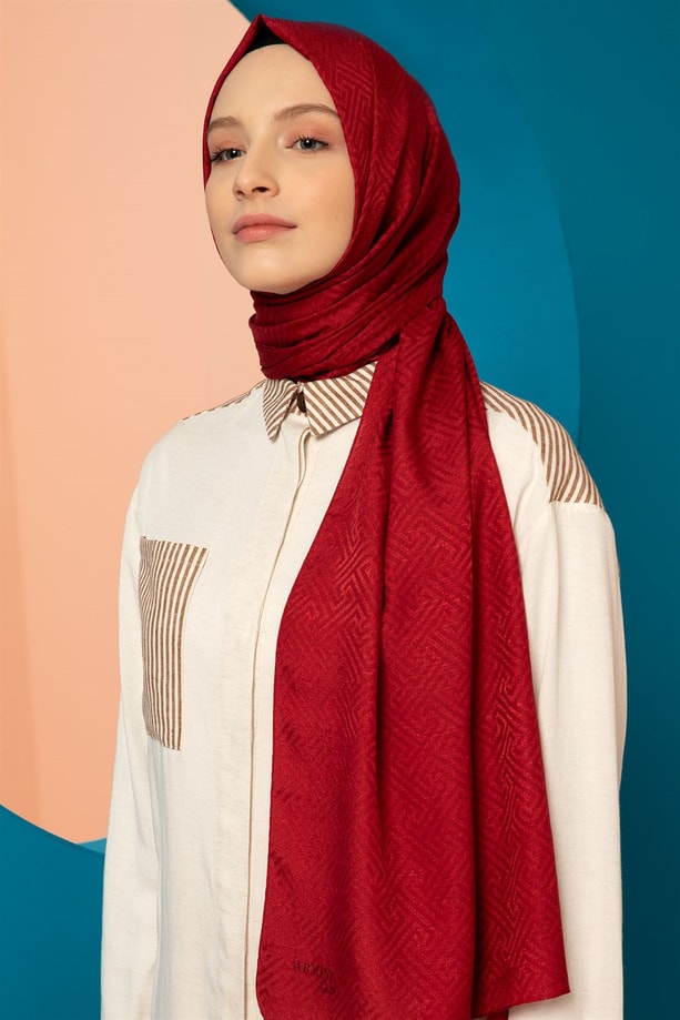 Armine Trend Kesik Elyaf Şal 00Oa0444 Kırmızı