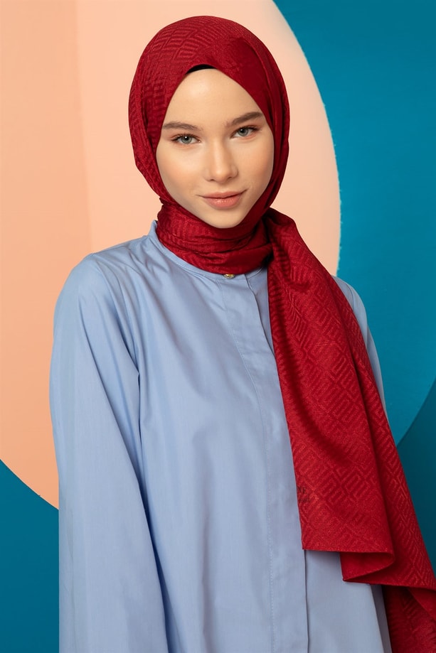 Armine Trend Kesik Elyaf Şal 00Oa0444 Kırmızı
