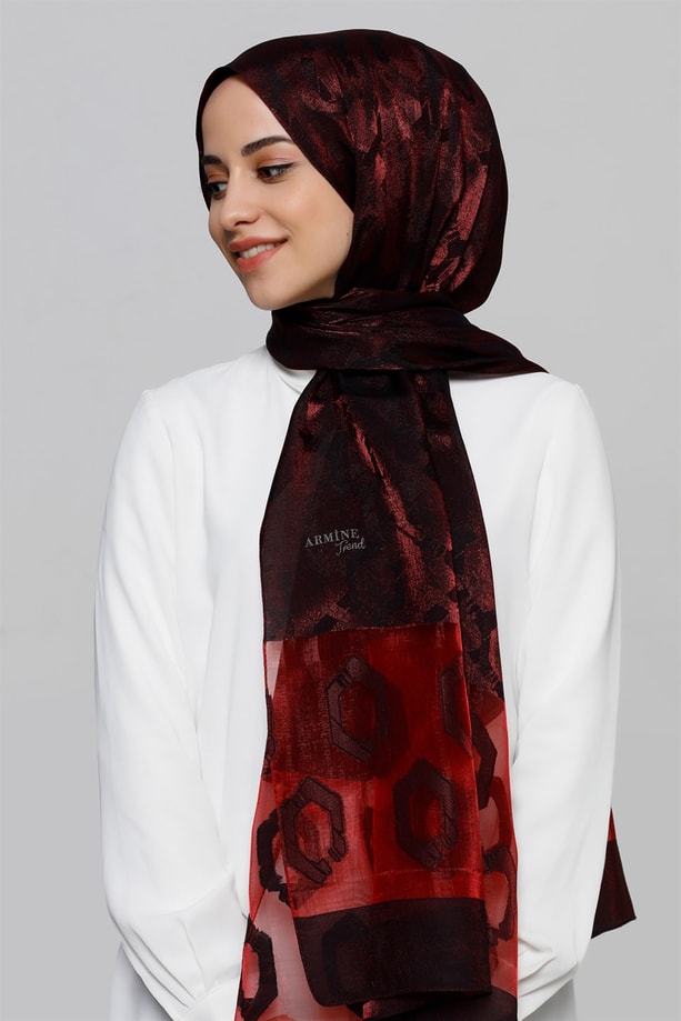 Armine Trend Viscon Şal 00Oa0444 Kırmızı-Siyah
