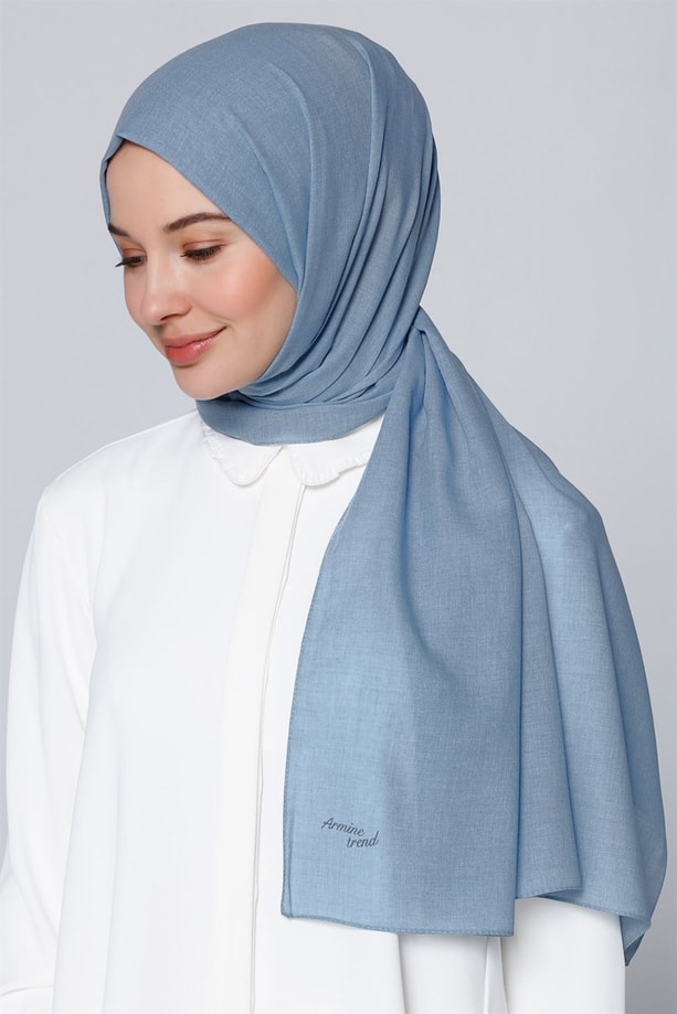 Armine Trend Polyester Şal 00Oa0444 Açık İndigo
