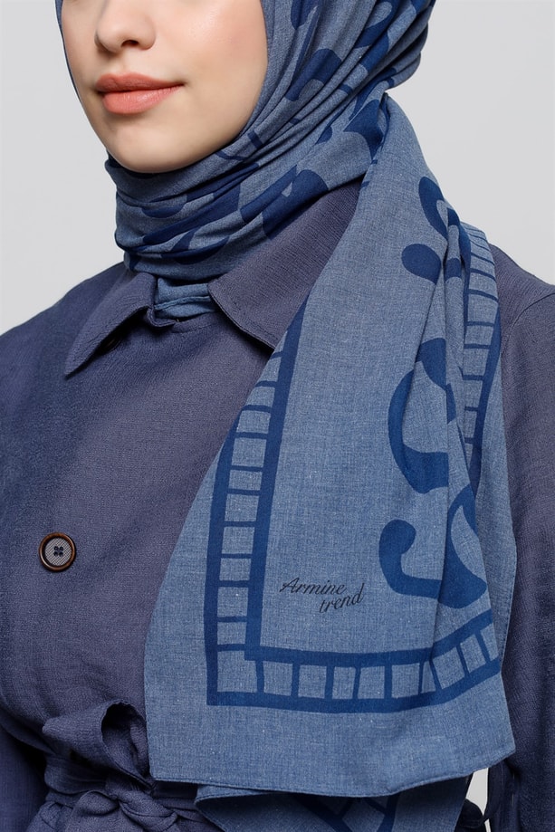 Armine Trend Polyester Şal 00Oa0444 Kot Mavisi