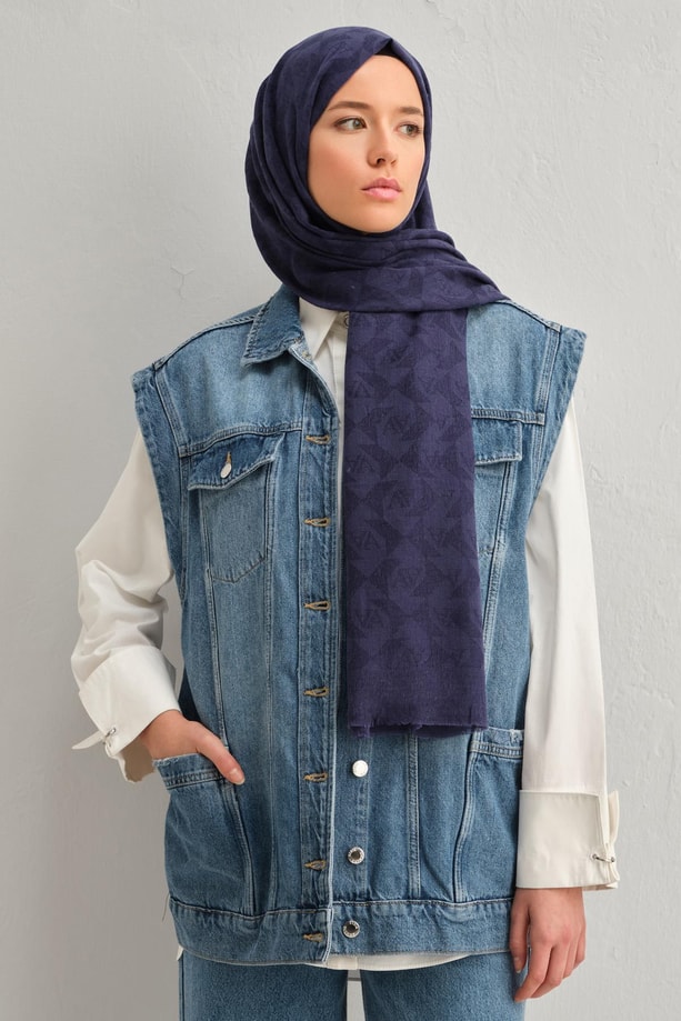 Armine Tencel Yün Monogram Desen Şal 17