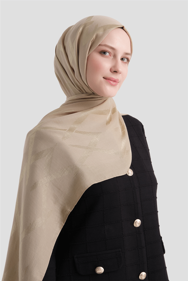 Armine Lyocell Naia Zikzak Desen Şal  1- 04 Bej
