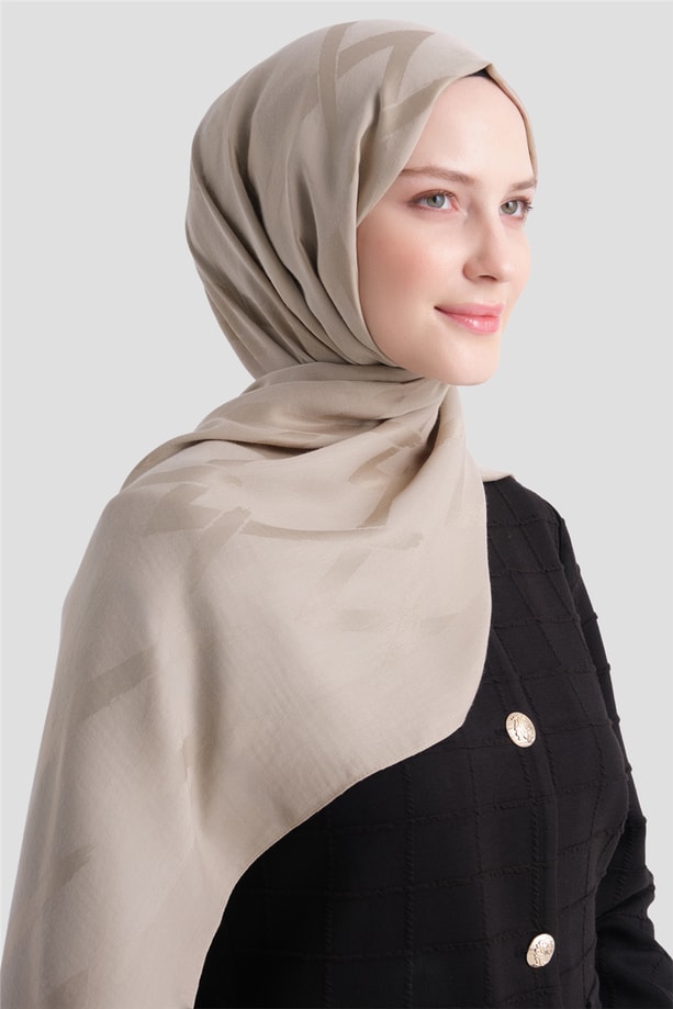 Armine Lyocell Naia Zikzak Desen Şal  1- 07 Vizon