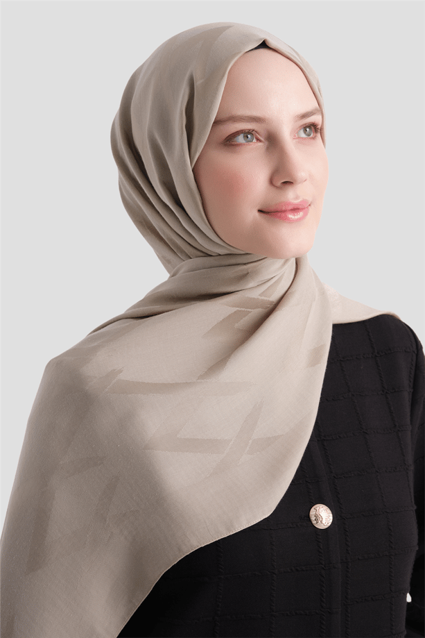 Armine Lyocell Naia Zikzak Desen Şal  1- 07 Vizon