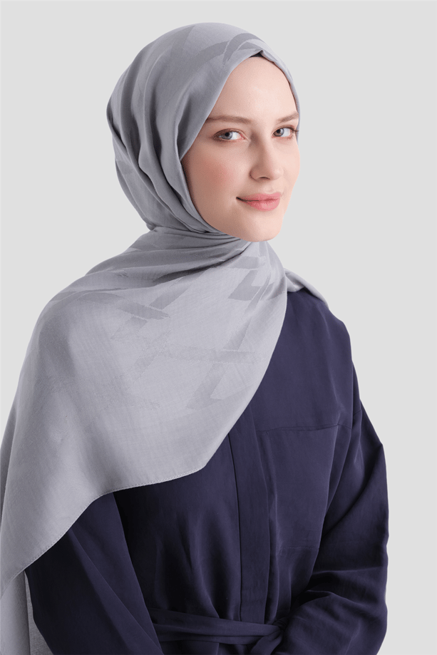 Armine Lyocell Naia Zikzak Desen Şal  1- 20 Gri