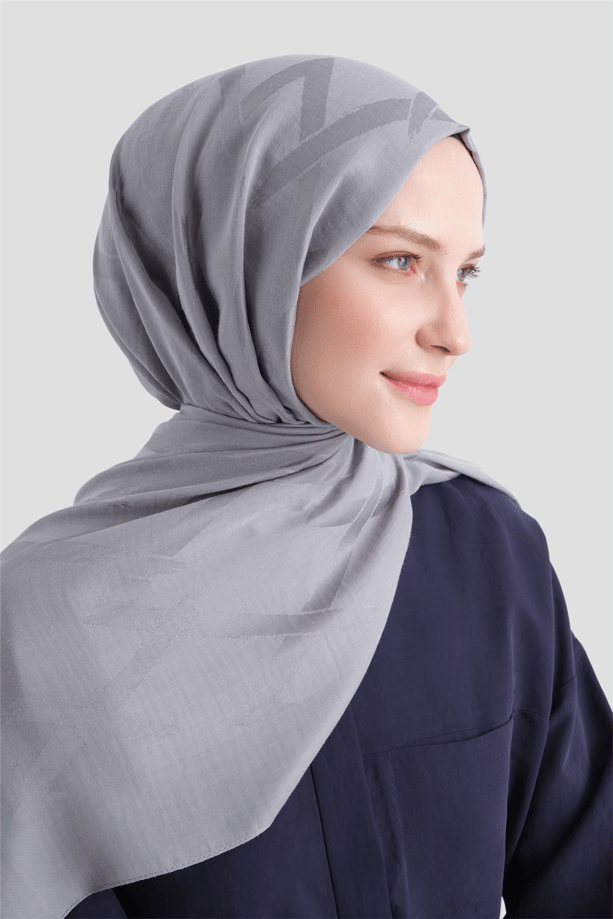 Armine Lyocell Naia Zikzak Desen Şal  1- 20 Gri