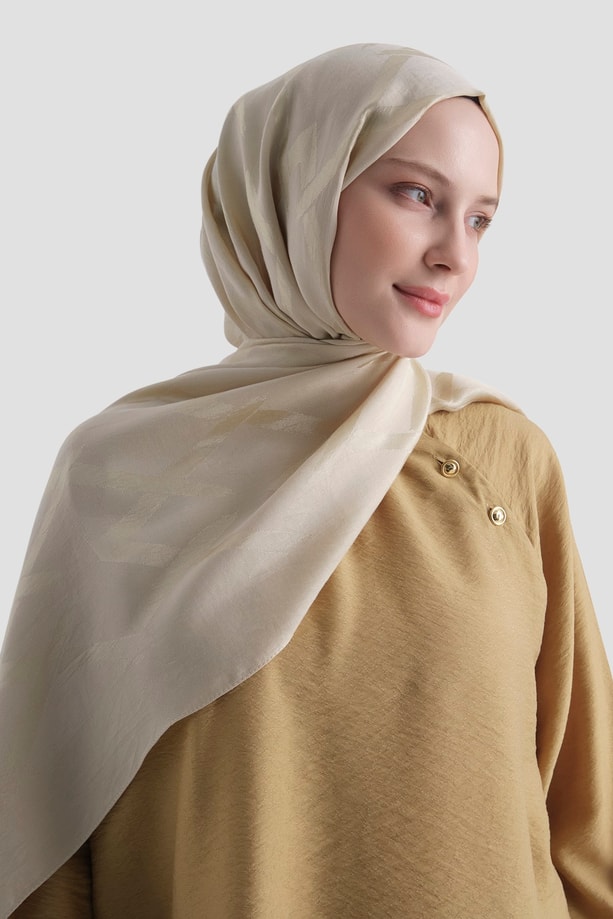 Armine Lyocell Naia Zikzak Desen Şal  1- 64 Kum Beji
