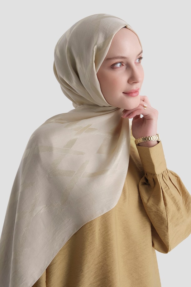 Armine Lyocell Naia Zikzak Desen Şal  1- 64 Kum Beji