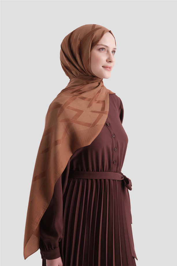 Armine Lyocell Naia Zikzak Desen Şal  1- 74 Tarçın