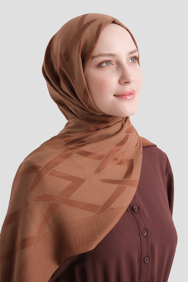 Armine Lyocell Naia Zikzak Desen Şal  1- 74 Tarçın