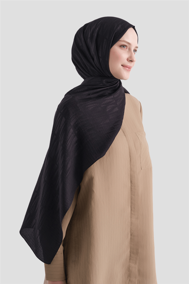 Armine Lyocell Naia Çubuk Desen Şal 3 01 Siyah