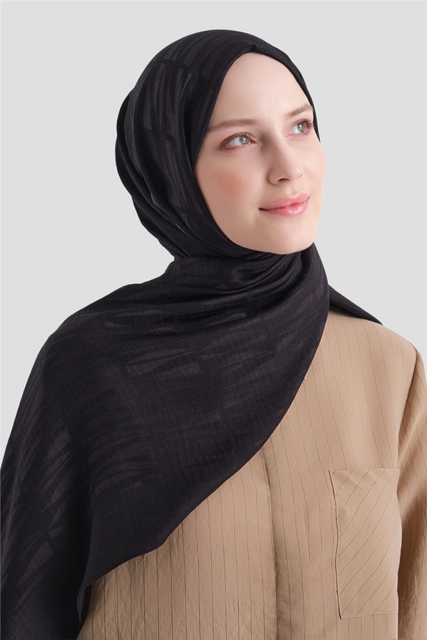 Armine Lyocell Naia Çubuk Desen Şal 3 01 Siyah