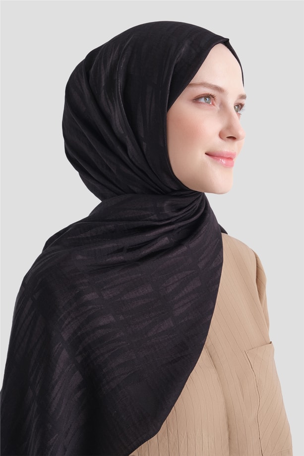 Armine Lyocell Naia Çubuk Desen Şal 3 01 Siyah