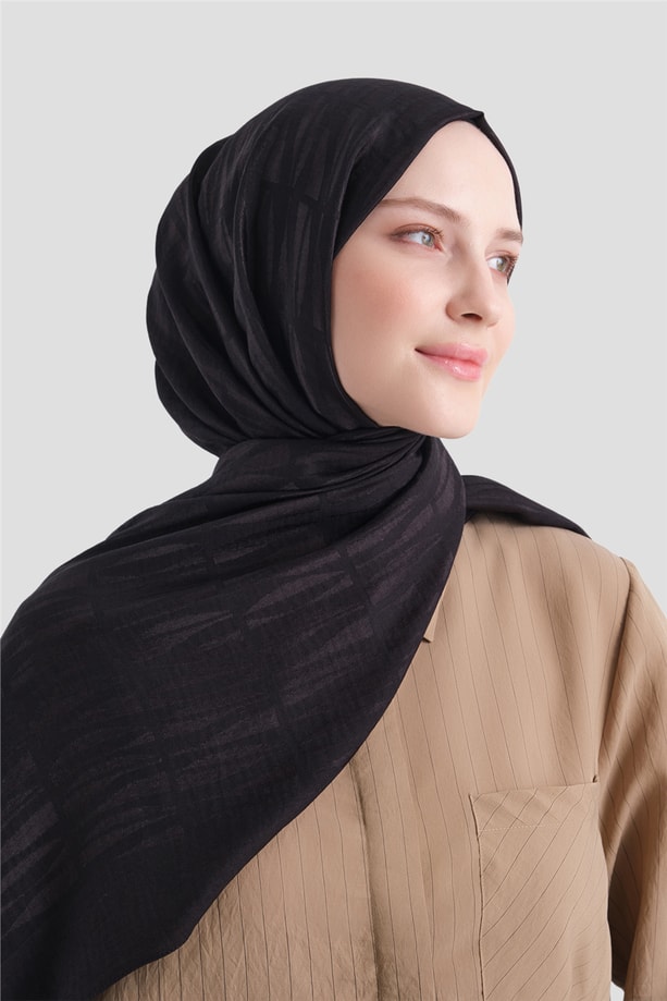 Armine Lyocell Naia Çubuk Desen Şal 3 01 Siyah