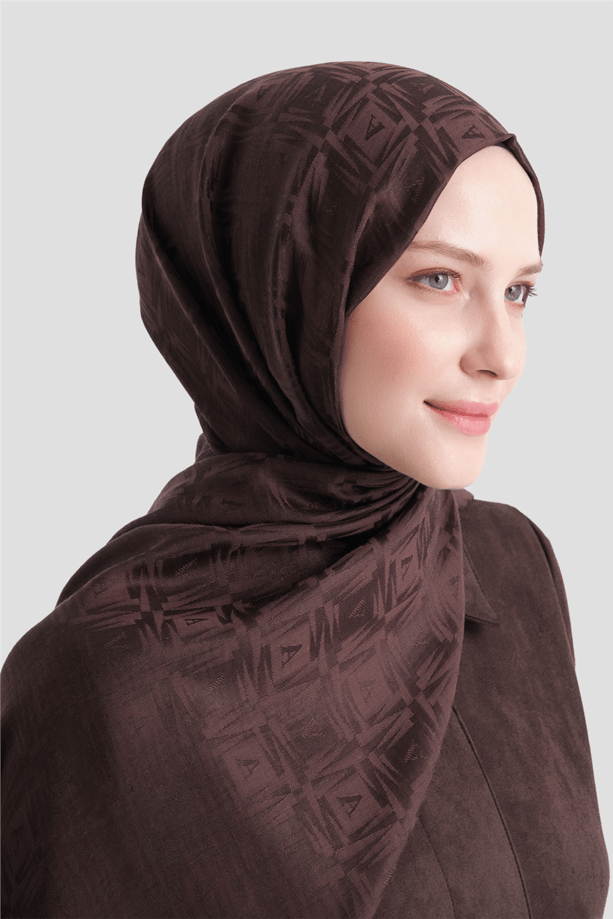 Armine Lyocell Naia Kare Monogram Şal 6 10 Acı Kahve