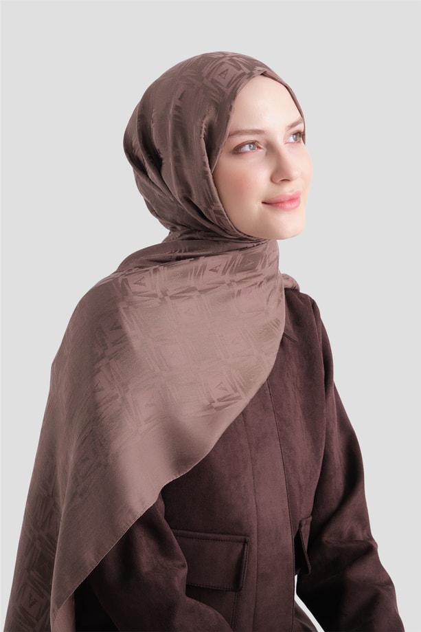 Armine Lyocell Naia Kare Monogram Şal 6 11 Açık Kahve