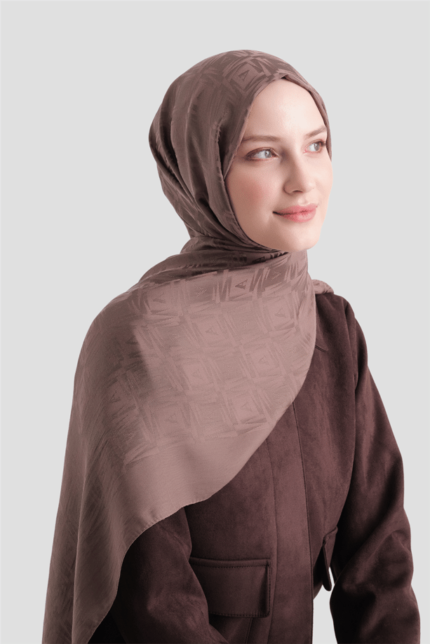 Armine Lyocell Naia Kare Monogram Şal 6 11 Açık Kahve