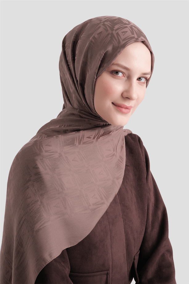 Armine Lyocell Naia Kare Monogram Şal 6 11 Açık Kahve