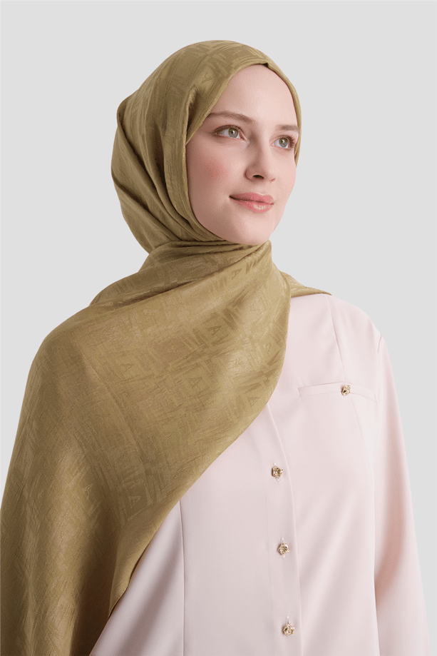 Armine Lyocell Naia Kare Monogram Şal 6 12 Nude Bej