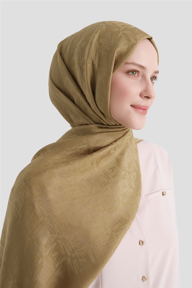 Armine Lyocell Naia Kare Monogram Şal 6 12 Nude Bej