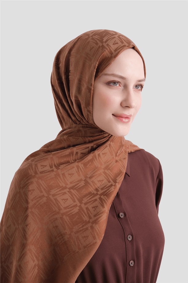 Armine Lyocell Naia Kare Monogram Şal 6 74 Tarçın