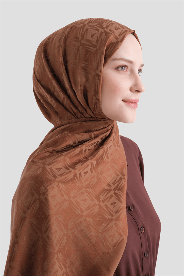 Armine Lyocell Naia Kare Monogram Şal 6 74 Tarçın
