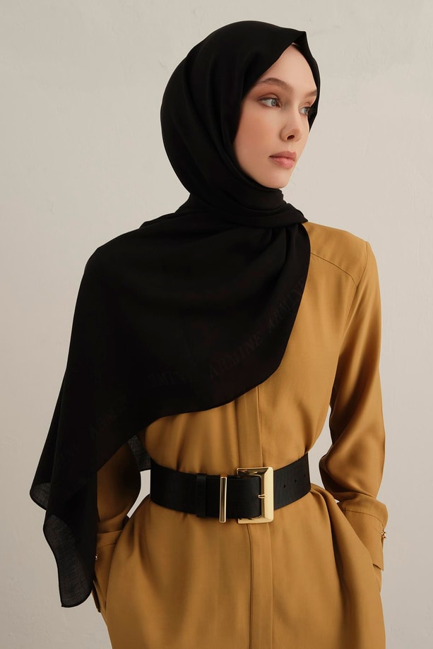 Armine Logo Bordürlü Pamuk İpek Şal 01
