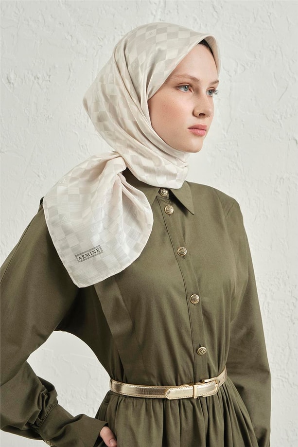 Armine J.İpek Pamuk Dama Eşarp 17