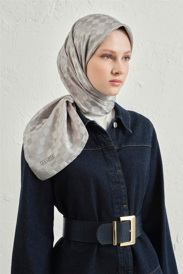 Armine J.İpek Pamuk Dama Eşarp 22