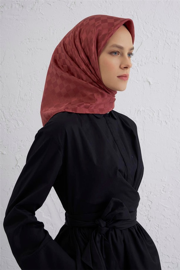 Armine Jakarlı İpek Pamuk Dama Eşarp 26 32