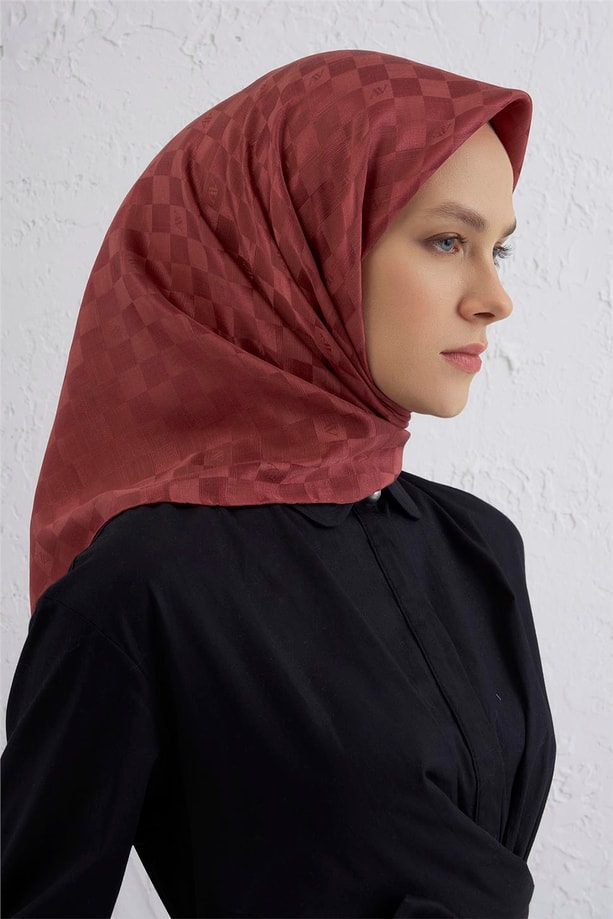 Armine Jakarlı İpek Pamuk Dama Eşarp 26 32