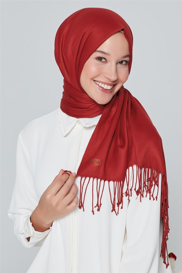 Armine Trend Pashmina Şal 00Oaat44 Koyu Bordo