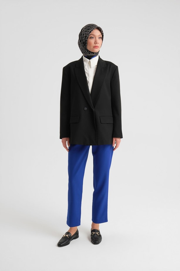 Armine Yüksek Bel Havuç Pantolon 23K2518 Saks