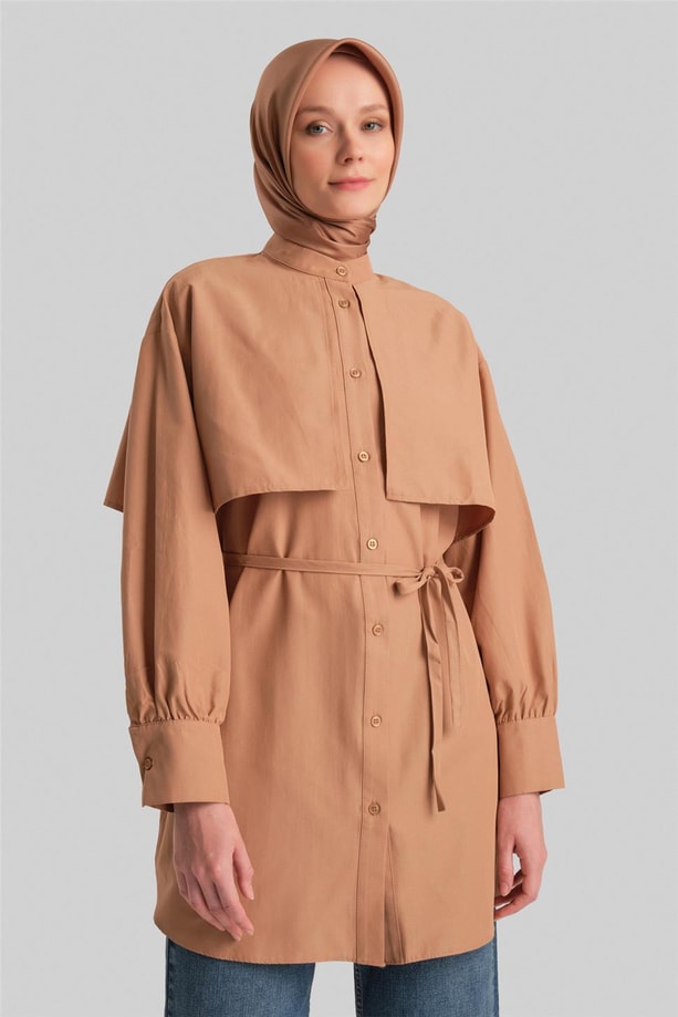 Armine Rüzgarlıklı Coton Gömlek ORT3442 Camel