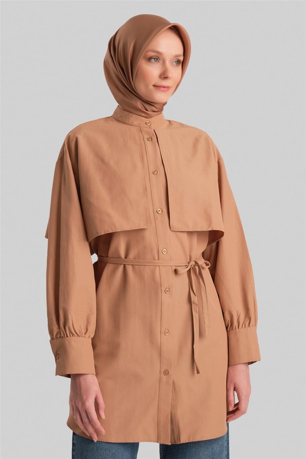 Armine Rüzgarlıklı Coton Gömlek ORT3442 Camel