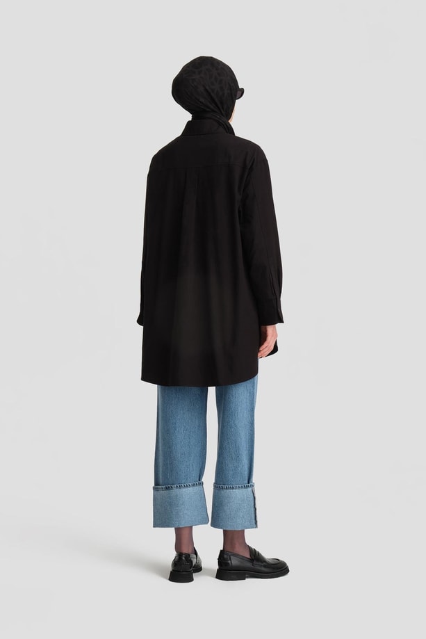 Armine Cepli Gabardin Gömlek Ceket 24K3603 Siyah