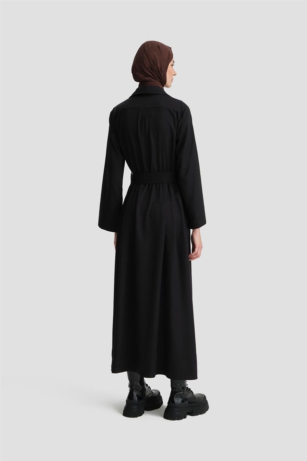 Armine Beli Bağlamalı Mini Boy Elbise ORT9924 Siyah