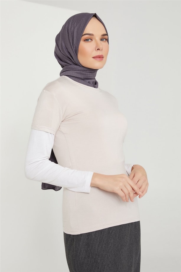 Armine Kısa Kol Badi 21KD9037 Bej
