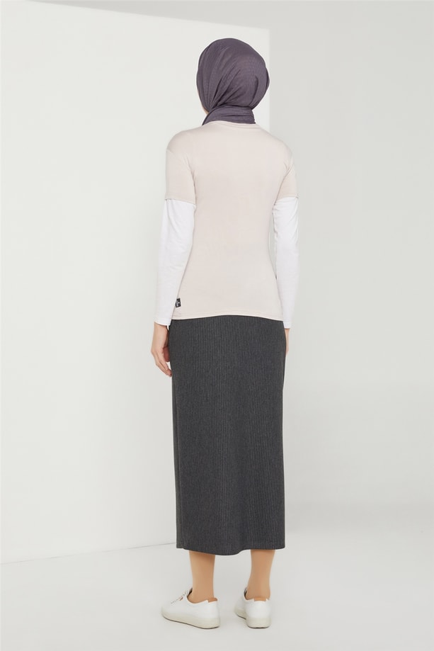 Armine Kısa Kol Badi 21KD9037 Bej