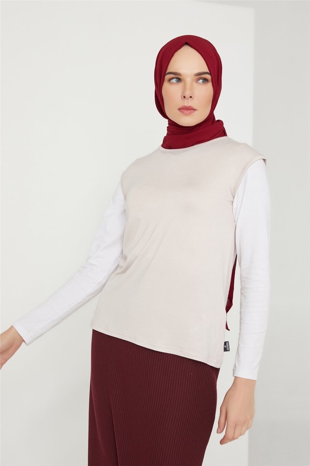 Armine Sıfır Kol Badi 21KD9038 Bej