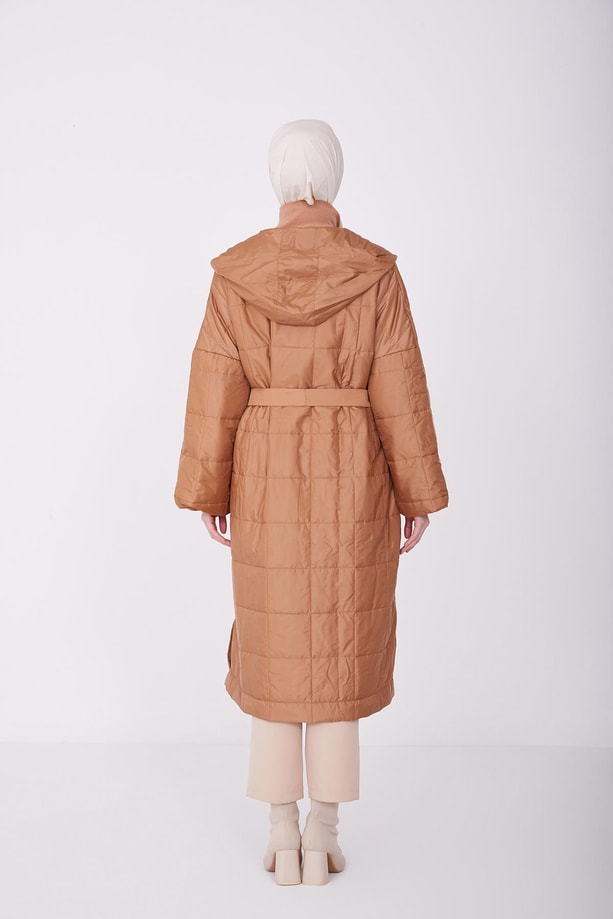 Armine Seyyar Kapişonlu Kaban 22K7821 Camel