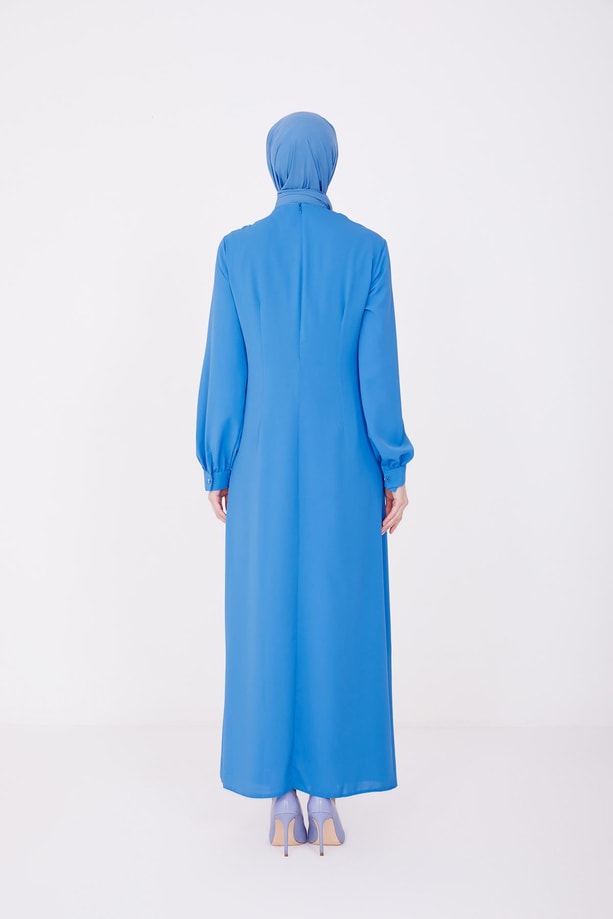Armine Boncuklu Asimetrik Elbise 22K9513 Kobalt